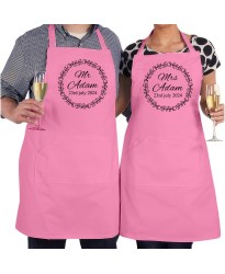 Personalised Mr & Mrs Custom Name Wedding Date Newly Wed Printed Adult Unisex Wedding Apron   